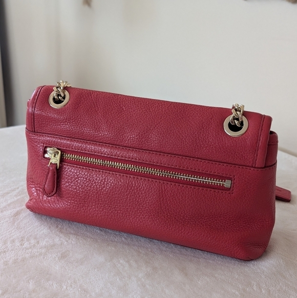 Coach Madison Pebbled Leather Gold Tone Chain Strap Crossbody Purse Cardinal Red - Picture 10 of 15